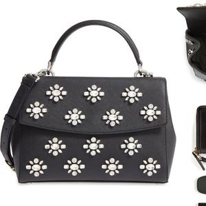 MICHAEL KORS Saffiano Leather Michael Kors Ava Embellished Satchel Crossbody